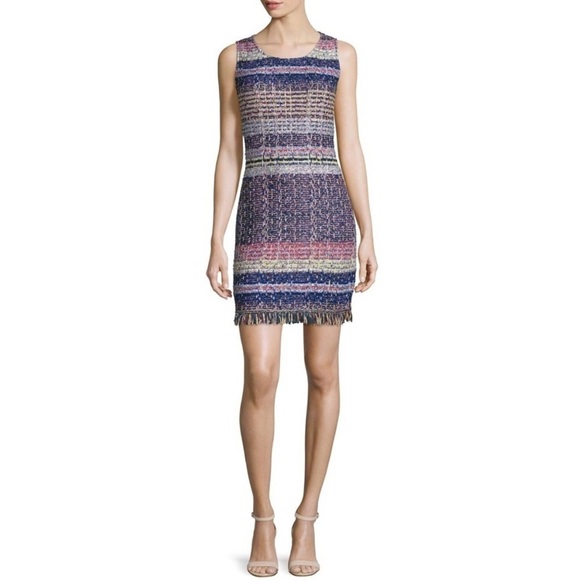 St. John Ellah Sleeveless Knit Sheath Fringe Dress 16 - Picture 1 of 14